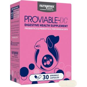 imageNutramax Proviable Probiotics for Dogs and Cats Daily Digestive Health Supplement with Multiple Strains of Bacteria Cat and Dog Probiotics Plus Prebiotics 80 Capsules30 Count