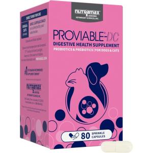 imageNutramax Proviable Probiotics for Dogs and Cats Daily Digestive Health Supplement with Multiple Strains of Bacteria Cat and Dog Probiotics Plus Prebiotics 80 Capsules80 Count